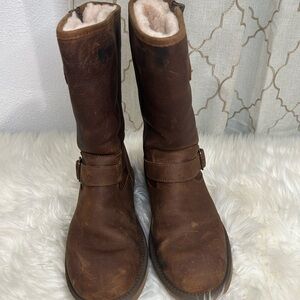 Authentic Ugg Brown Leather Boots with Buckle